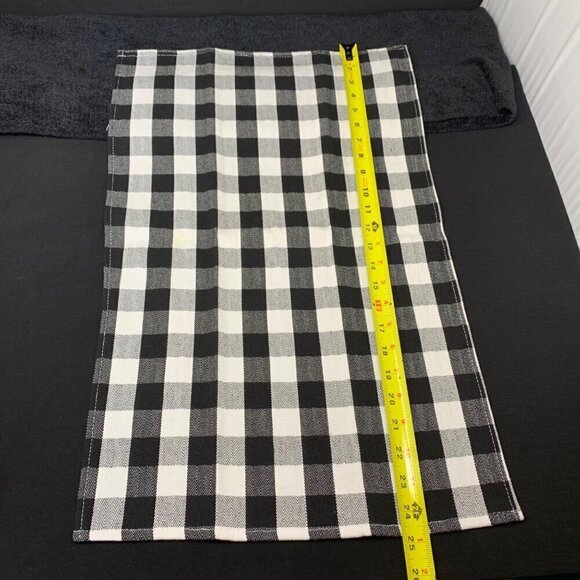 Hot Cocoa Marshmallow Kitchen Tea Towels Cotton Set Buffalo Check Black White - Picture 6 of 9